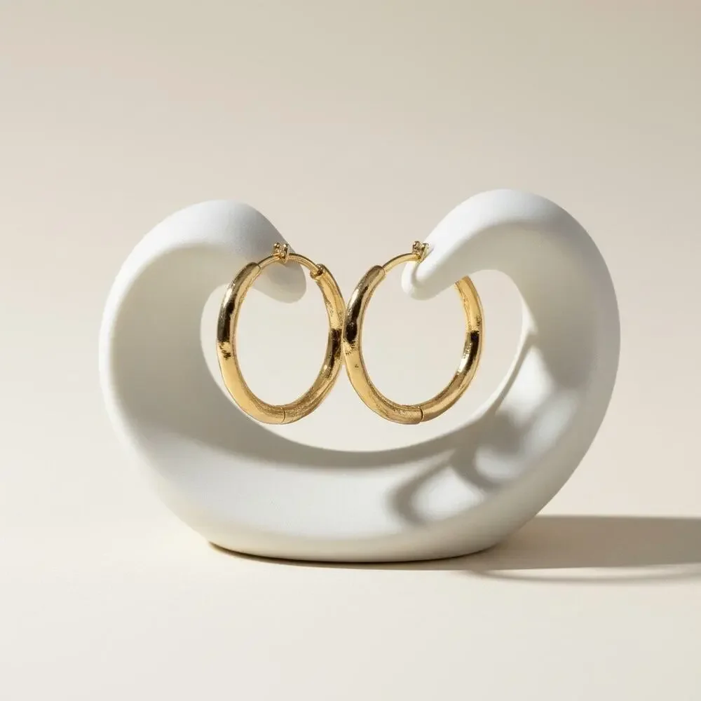 Lonna & Lilly Gold Tone Textured Hoop Earrings Classic Round Small Hoops - Picture 1 of 3